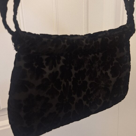 Black Velvet Evening Bag Small Shoulder Clutch - Picture 2 of 6